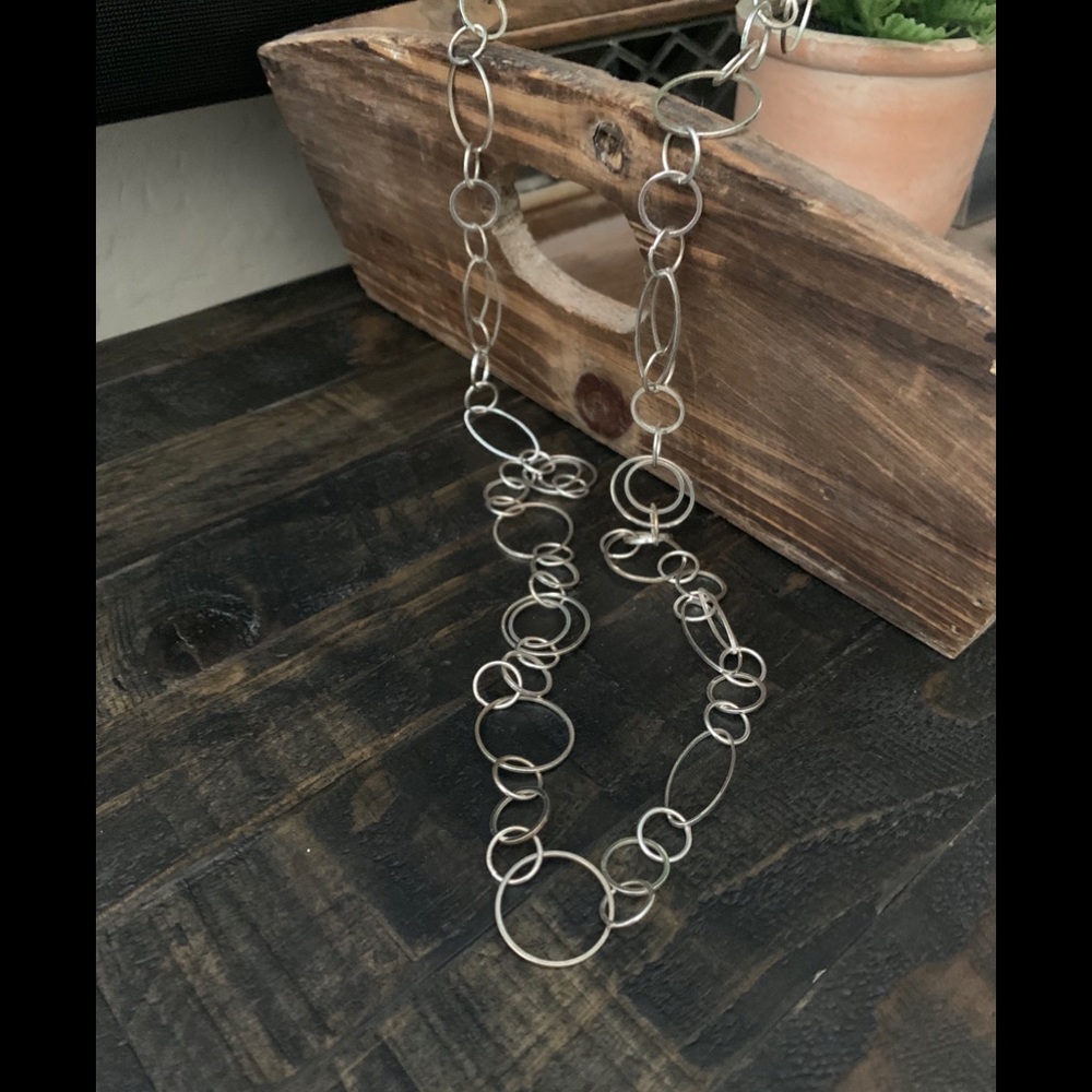 Silver Rings Necklace.  Adjustable Up to 38”.
